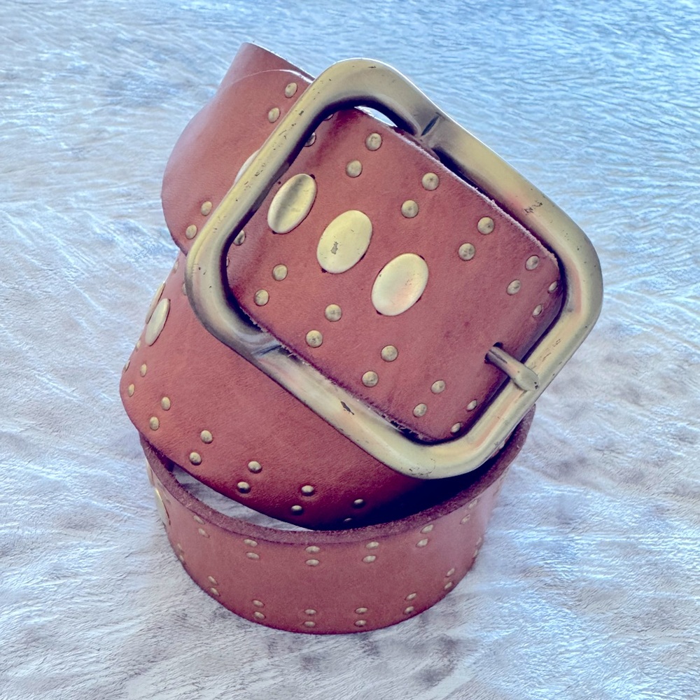 Rough Roses Leather Studded Belt